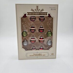 Handcrafted Glass Ornament Set By December Home - 16 pieces in box Holiday Decor